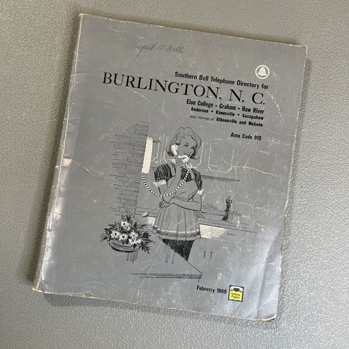 Burlington NC North Carolina Phone Book February 1966 Elon College