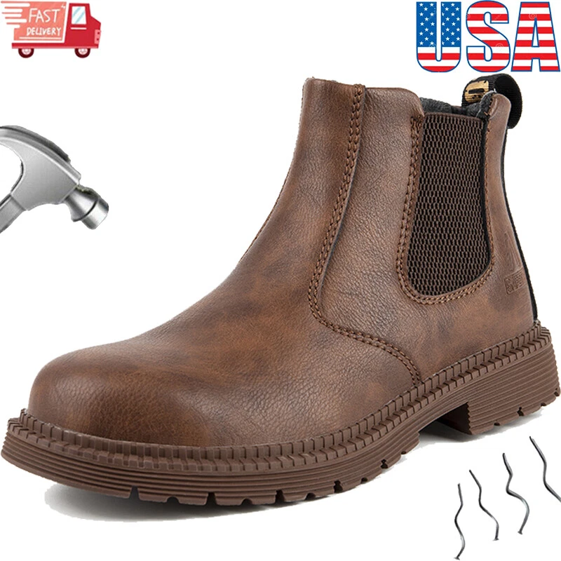 Waterproof Boots for Mens Work Shoes Steel Toe Shoes Puncture-Proof Safety Shoes