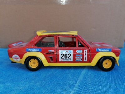 FIAT 131 MIRAFIORI ABARTH RALLY RED/YELLOW 1:24 IN ITALY BURAGO USATO NO  BOX