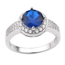 Classic Women 925 Silver Wedding Ring 8.0mm Round Cubic Zirconia CZ Jewelry