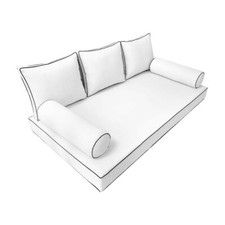  SLIPCOVER ONLY S3 Daybed Mattress Bolster Back Covers Contrast Trim Twin AD106