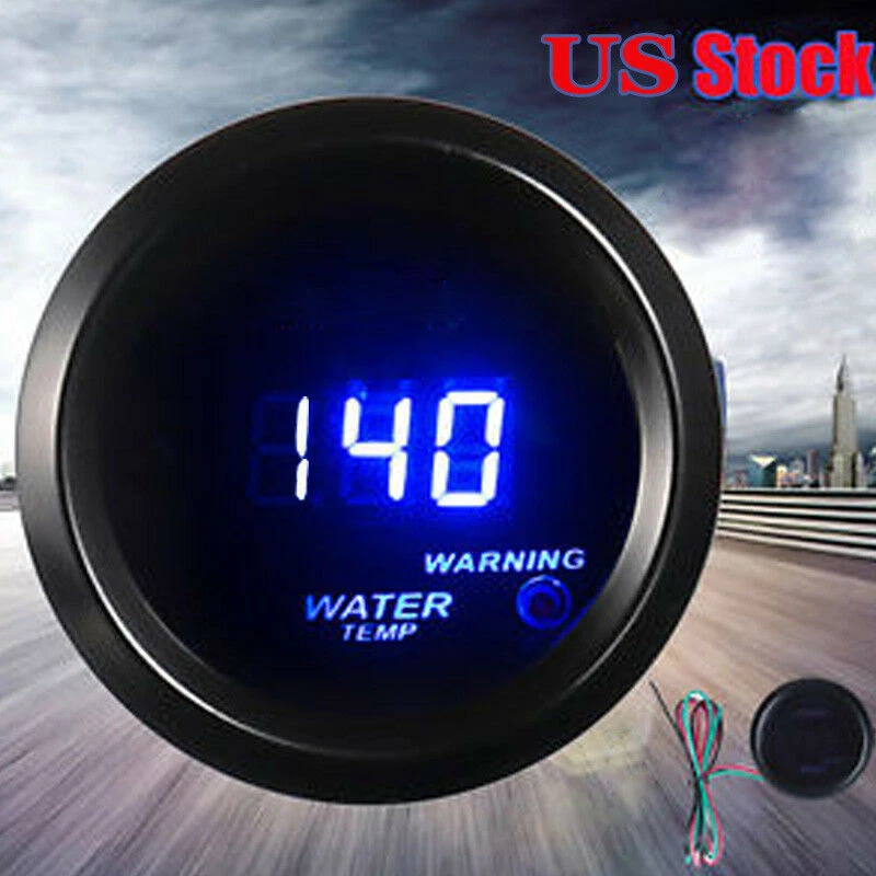 Car Motor Black 2" 52mm Blue Digital LED Car Gauge Fahrenheit Water Temp Gauge - Image 2 of 4