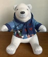 CHRISTMAS POLAR BEAR Stuffed Plush Decorative Jacket & Scarf - Adorable!