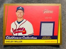 2016 Topps Heritage Shelby Miller Clubhouse Collection Game Jersey Gold /99 Rare