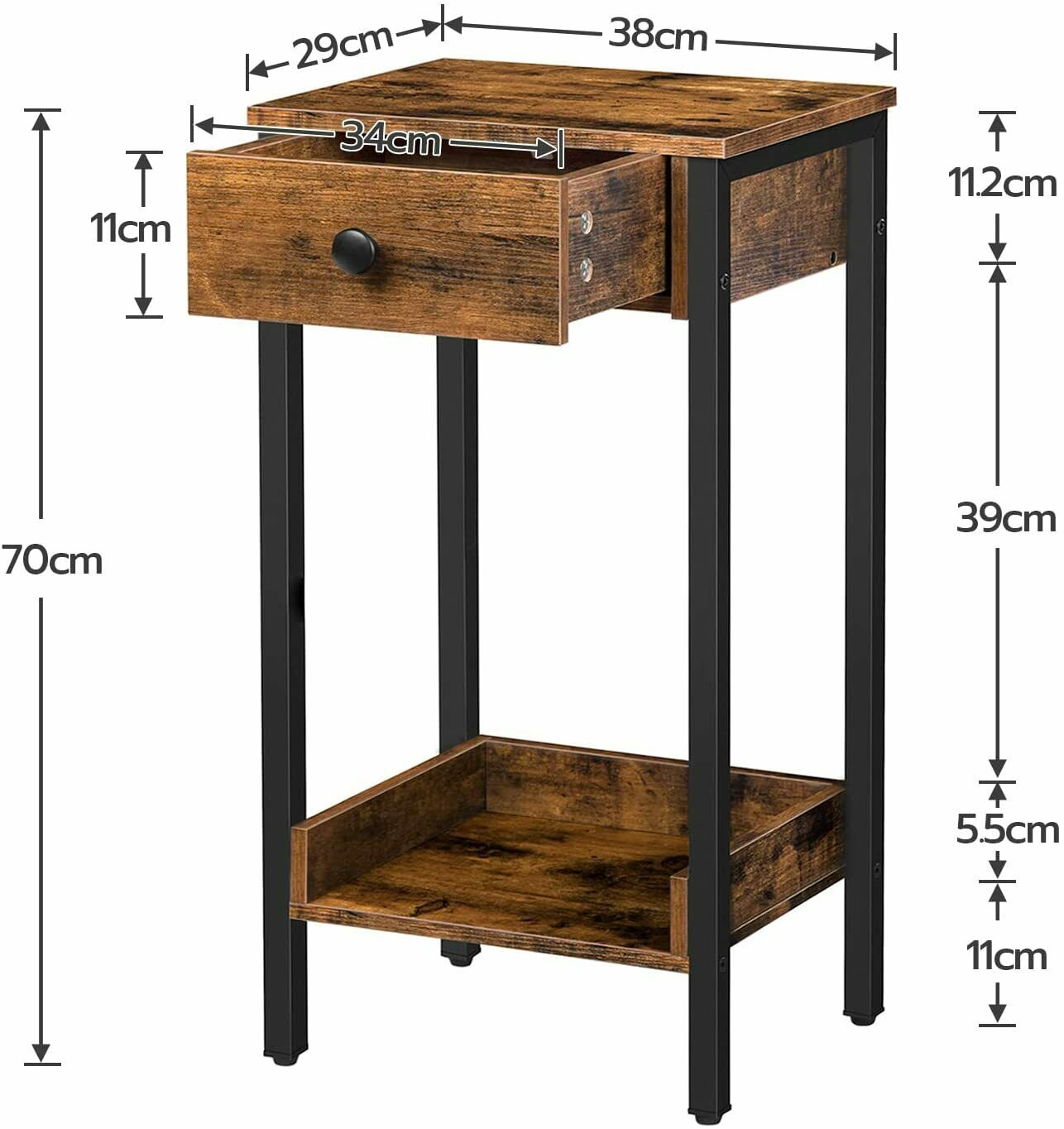 HOOBRO 28,5x35x68,5cm Beistelltisch - Dunkelbraun (EBF71BZ01 