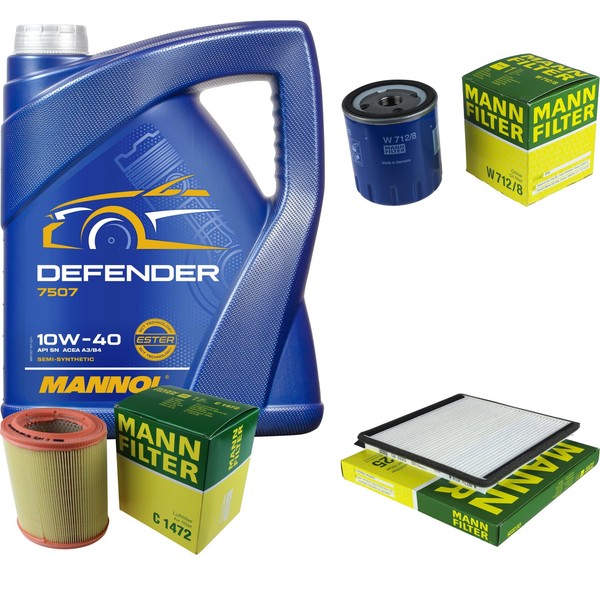 Mann Inspektionspaket 5L Mannol Defender 10W-40 FüR CitroëN Berlingo Kasten 1.4I-image