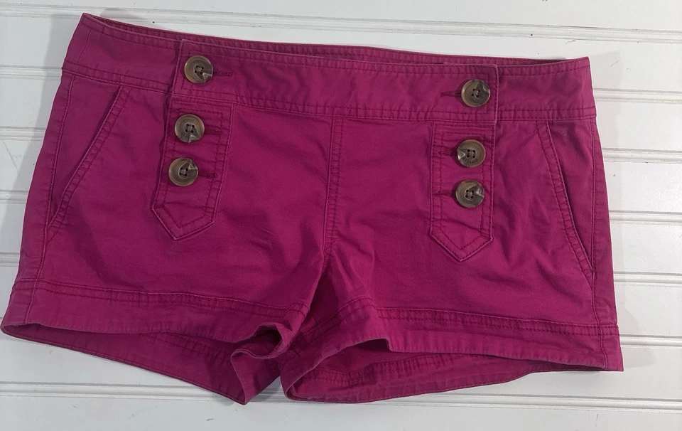 Pantalones Cortos Marinero Express Abotonados Rosa Caliente Bolsillos con Solapa y2k 2000s Para Mujer Talla 6 Foto 3 de 4