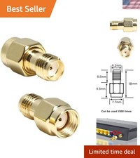 Durable Brass Coax Adapters 2-Pack - SMA Female to RP-SMA Male, Gold Finish