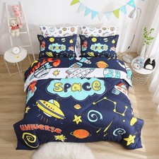 7 Piece Kid Comforter Set Full Size Outer Space Bedding Set for Teen Boys Ast...