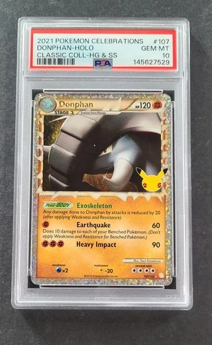 2021 POKEMON CELEBRATIONS CLASSIC HG & SS 107/123 DONPHAN HOLO PSA 10 GEM-MINT