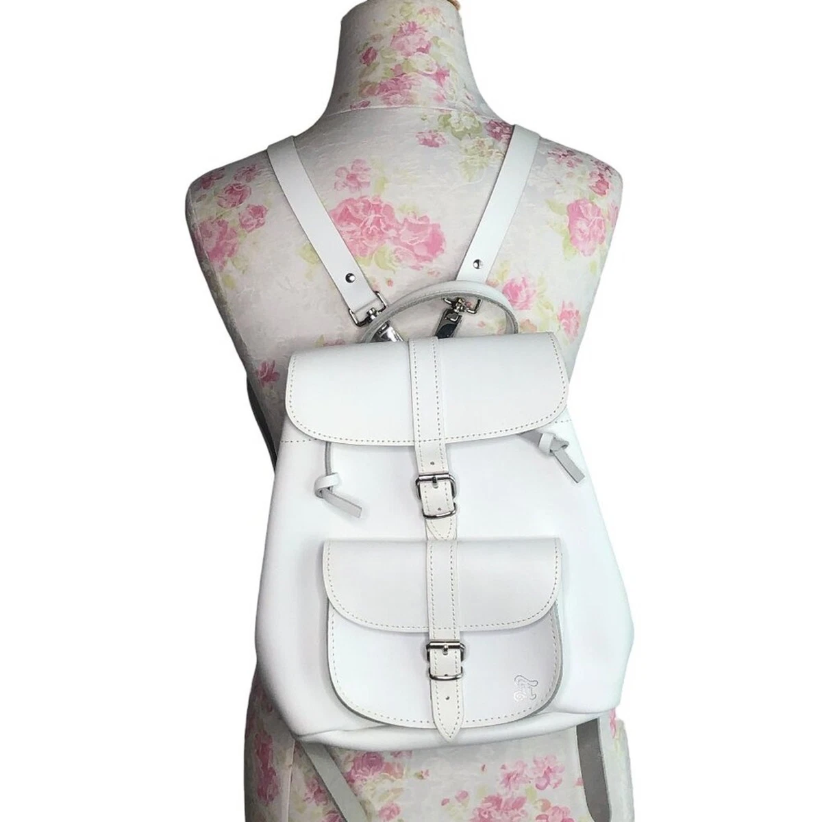 Grafea England Angel White Leather Backpack Grafea Backpack Handbags Bags & Leather Exterior for Women  main image 2