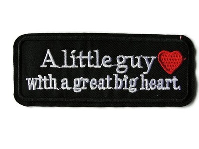Little Guy Big Heart Saying Embroidered Iron On Patch Applique 4.38 Inches