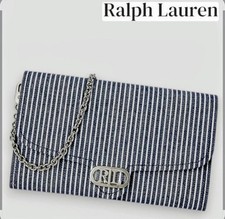 Ralph Lauren Adair Crossbody Bag, Stripe Fabric, Silver Hardware, Used
