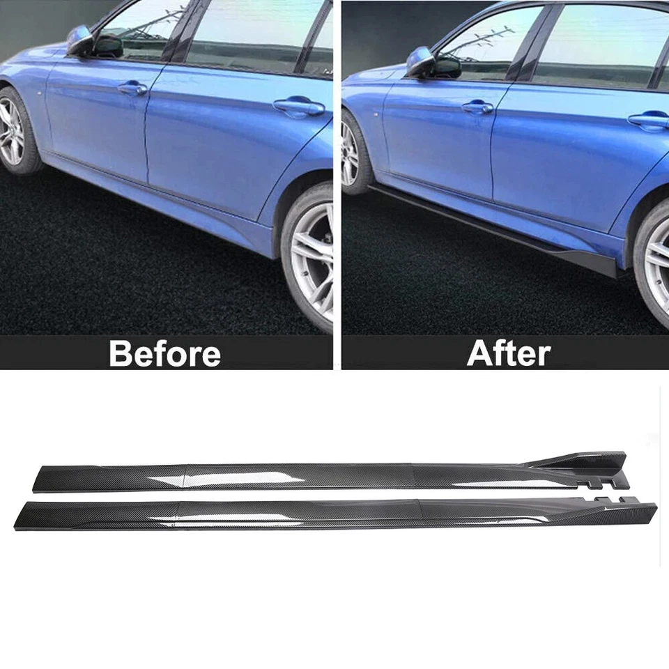 For Mercedes-Benz C Carbon Fiber Front Bumper Lip Spoiler 86.6" Side Skirt Kit - Image 3 of 4