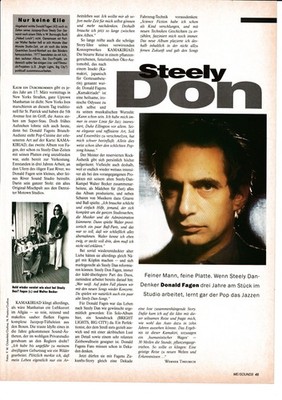DONALD  FAGEN - Clipping/Bericht von 1993 - Musikzeitschrift
