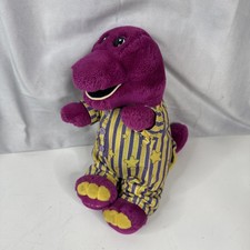Bedtime Barney Plush Yellow Striped Pajamas 1993 Vintage RARE Purple Dino 12"