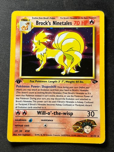 Brock's Ninetales 3/132 Gym Challenge Holo | FIRST EDITION | HP | Pokemon TCG