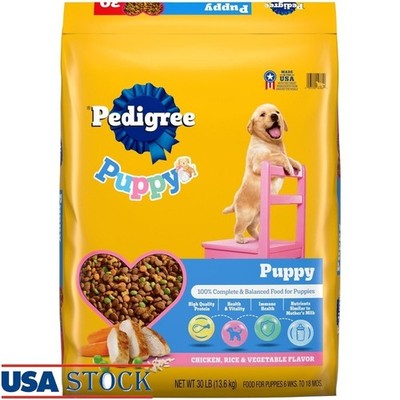 Puppy Dry Dog Food Chicken Rice Vegetable 30lb Complete Balanced Nutrition New