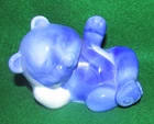 Fenton Cobalt Blue Swirl Iridescent Glass Bear Scarce Hard To Find RARE
