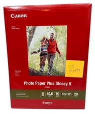 Canon Photo Paper Plus Glossy II PP-301 8.5"x11" High Gloss 15 Sheets 10.6mil