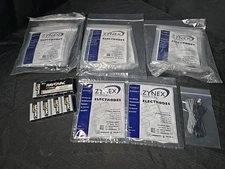 128 Zynex Medical Tens Unit Electrodes 2" Round Pads 32 Packs 8 9V Lead Wire Set