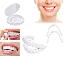 Smile Snap On Upper + Lower False Teeth Dental Veneers Denture Tooth Cover Set