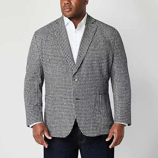 Abrigo deportivo a cuadros azul marino Stafford para hombre traje chaqueta tallas 44 a 50 S, R, L Foto 2 de 4