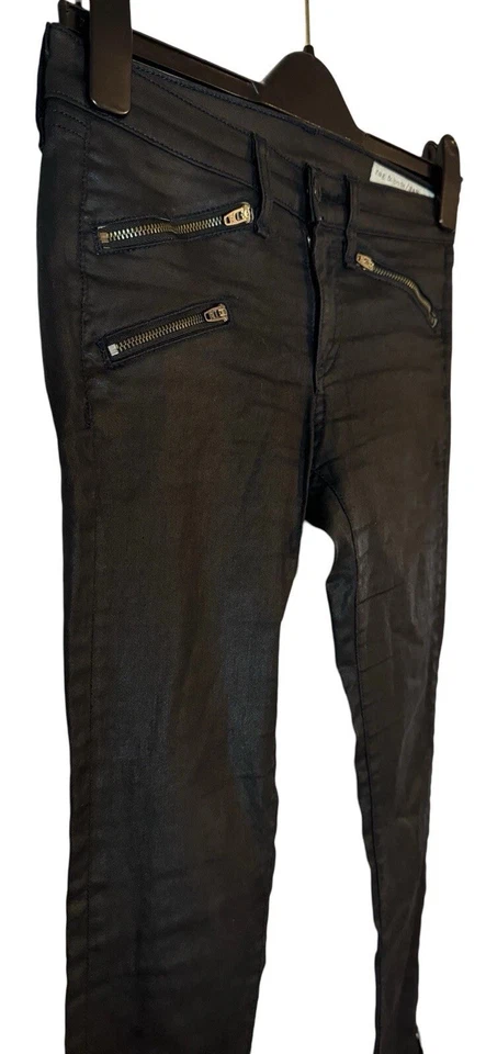 Pantalones negros recubiertos de trapo y hueso ajustados al tobillo para mujer talla 25 se adapta a 27x28 hechos en EE. UU. Foto 2 de 4