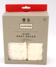 Hunter Kids Boot Socks XL 4-6 K 6Stitch Cable 1 Pair White for Hunter Boots New