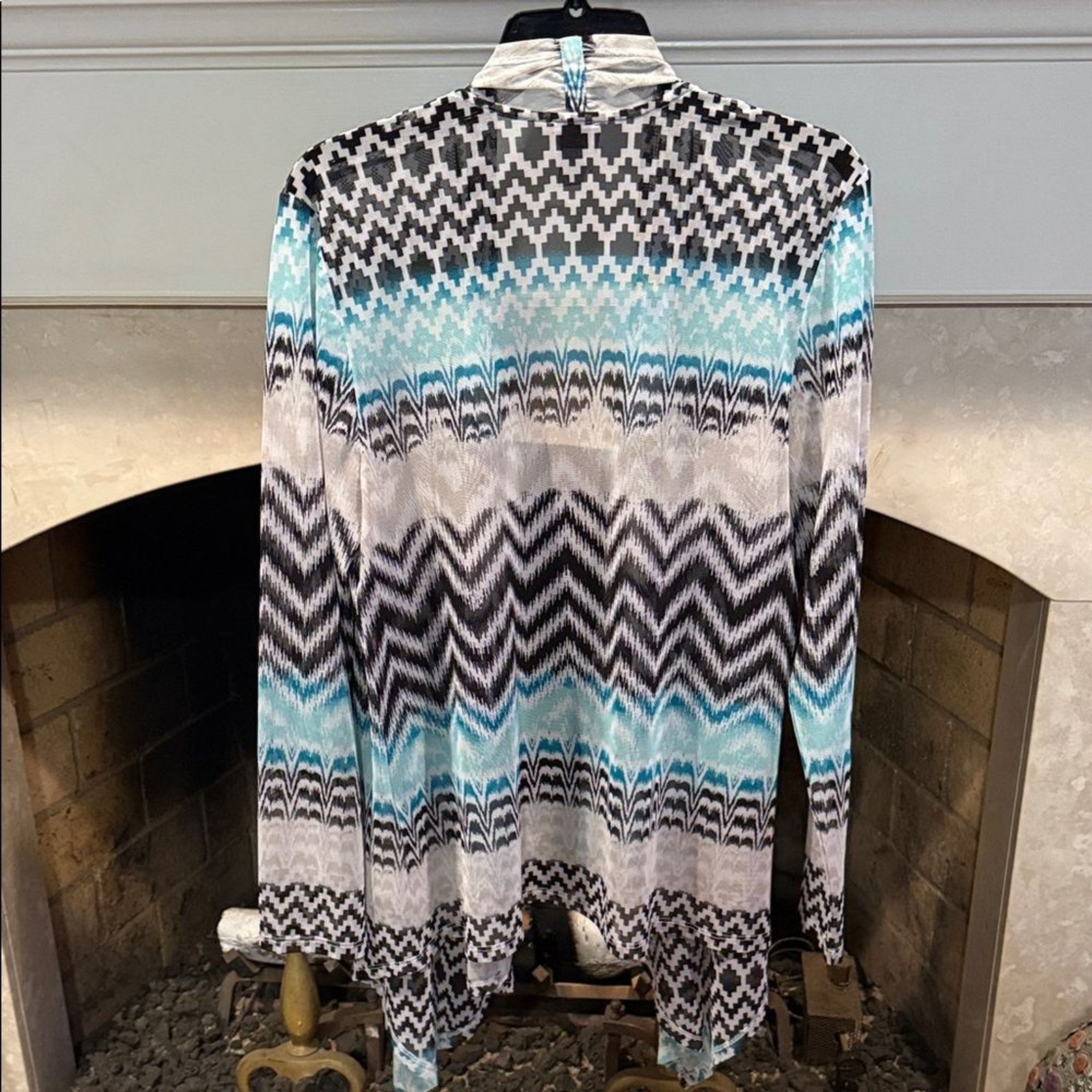 Chico's Blue Geometric Pattern Sheer Lightweight … - image 5