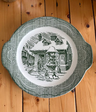 Vintage The Old Curiosity Shop Cake Plate with Green Handles RARE