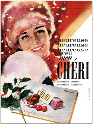   Werbung Farben Vintage Advertising Schokolade MON CHÉRI   Dezember 1961  