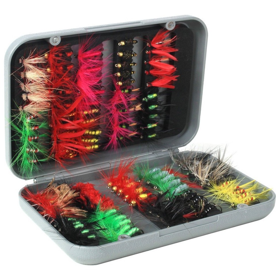 Fly Kit Items 100pcs Fly Fishing Flies Kit Dry Wet Fly Fishing Flies Assortment With ...
