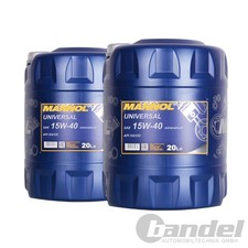 2x20 Liter MANNOL SAE 15W40 Universal Motoröl mineralisch API SG/CD