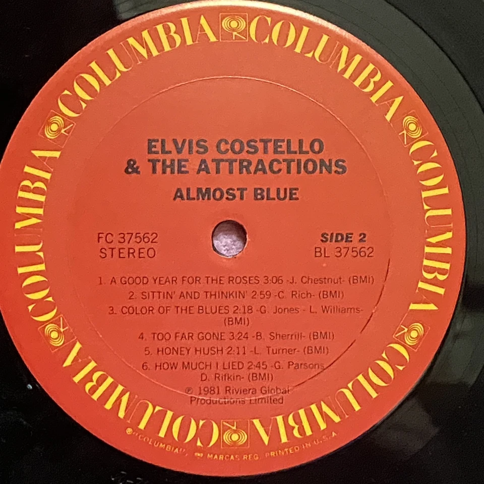 ELVIS COSTELLO Almost Blue LP COLUMBIA FC 37562 rare original Honky Tonk VG+ - Image 4 of 4