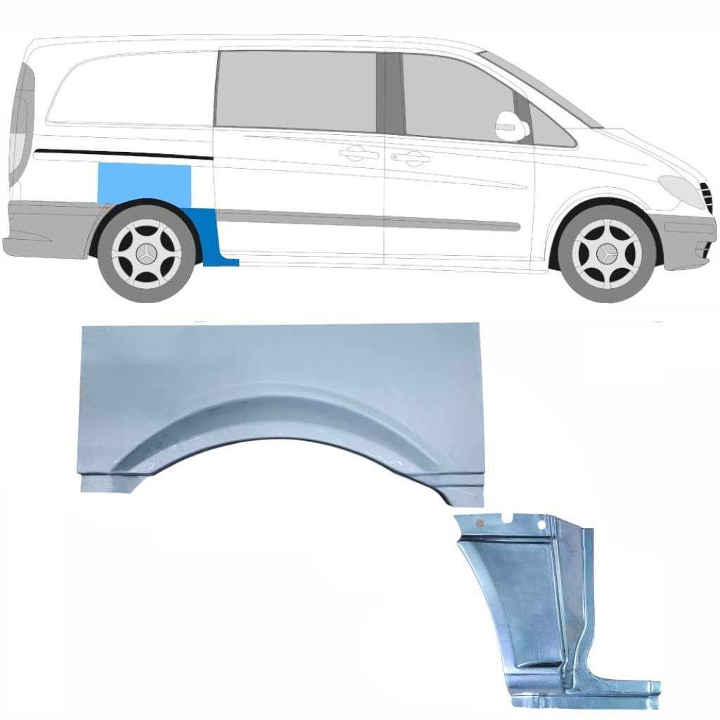 Rear wing repair panel for Mercedes Vito W639 2003-2014 / Right / Set