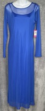 Vince Camuto Sheer Mesh Overlay Maxi Blue Womens Medium Dress Lined NWT