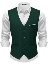 Men's Suit Vests Casual Formal Dress Vest Business Slim Fit X-Large Dark Green