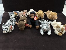 Ty Beanie Babies Retired Animal Plush Toys Lot 10 with Tags Ages 3-7 Years