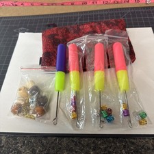 6  Latch Hook Crochet Needle for Braids, Hair Extension Lot Of 4 W/beads  Case