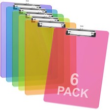 Plastic Clipboards 6 Assorted Colors Transparent Clip Boards A4 Letter Size 1...