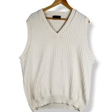 Vintage Isle of Cotton Sweater Vest Mens Size Large Cream Made in USA Preppy