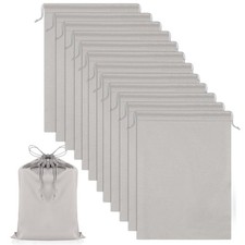 12 PCS Satin Adult Toy Bags Drawstring Silk Storage Foldable Grey 11.8x9 Inch