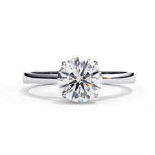 1.30 Carat Round Cut Lab Created Diamond Solitaire Ring | 14k Solid White Gold