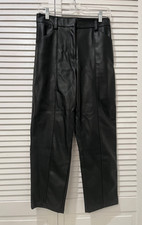H M Black Faux Leather High Waist Fleece Lined Ankle Pants sz.6