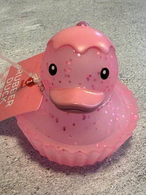 Pink Sparkle Cupcake Rubber Duck Jeep Collectible NEW