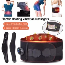 Electric Heating Pad Vibration Massager Cordless Belt Waist Lumbar Pain Relief-