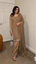 3 PIECE PAKISTANI DESIGNER FARSHI SHALWAR SUIT WEDDING PARTY WEAR WOMEN EID