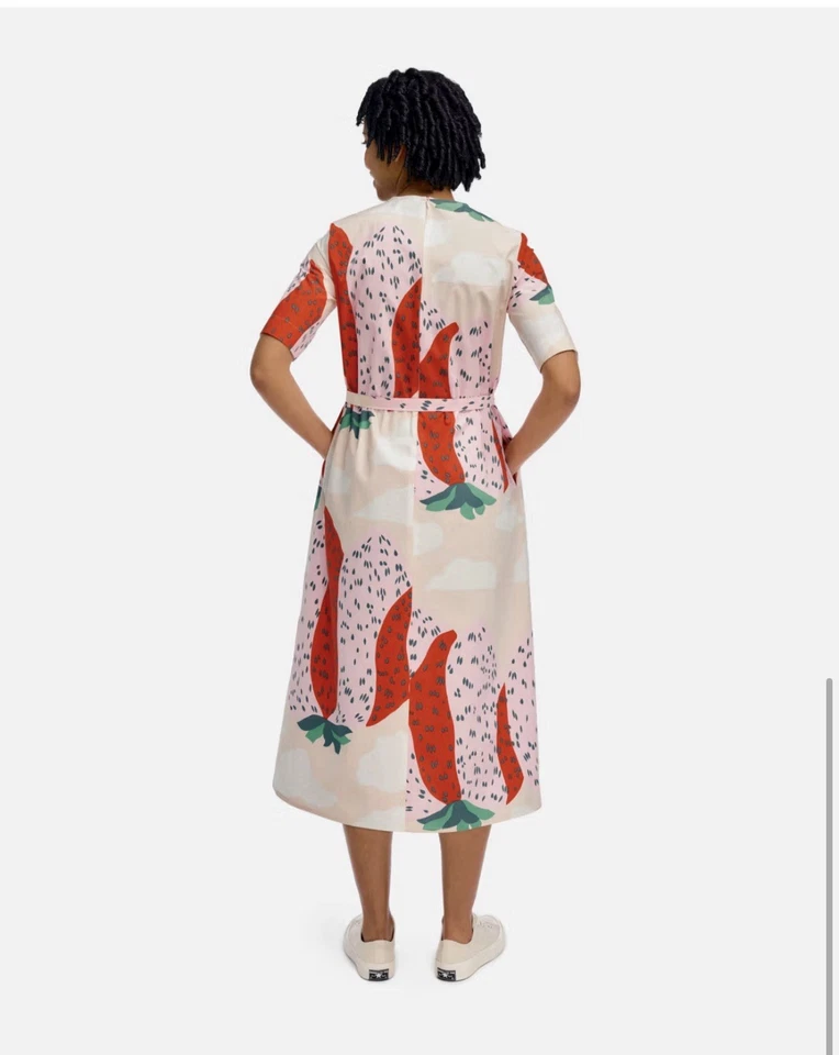 NWOT Marimekko Poplin Dress Kotelo Mansikkavuoret - Size 42 - Image 4 of 4