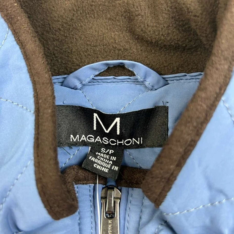 Chaleco Magaschoni Mujer Pequeño Azul Cremallera Completa Forrado Chaqueta Acolchada Nuevo con Etiquetas Foto 2 de 4
